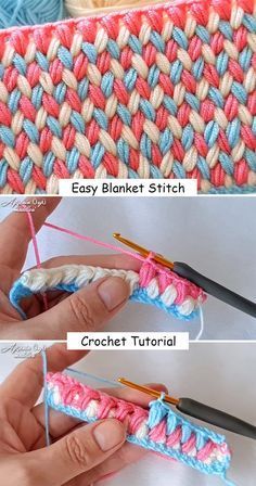 crochet stitches being used to make a basket