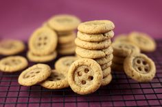 several cookies stacked on top of each other with holes in the middle and one cookie missing