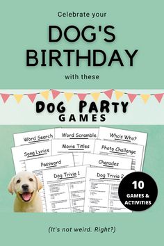 Celebrate your Dog's Birthday with these (image of Dog Party Games). It's not weird. Right? Dog Party Games, Dog Bday, Scramble Words