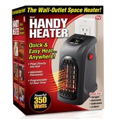 the handy heater is in its box