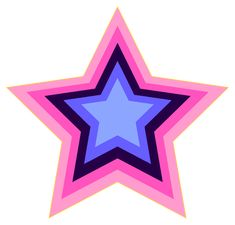 a pink and blue star with black outline