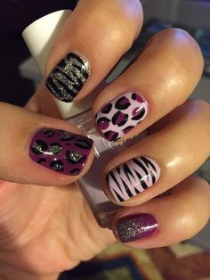 purples animal print freehand with glitter! Purple Animal Print Nails, Fall Sns Nails Designs, Halloween French Manicure, Nail Designs Leopard Print, Fall Leopard Nails, Sns Nails Designs, Summer Gel Nails