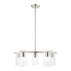 Livex Lighting - 45475-91 - Five Light Chandelier - Zurich - Brushed Nickel Brushed Nickel Chandelier, Transitional Chandelier, Modern Reception, Classic Chandeliers, Bright Design, Geometric Chandelier, 5 Light Chandelier, Livex Lighting, Contemporary Pendant