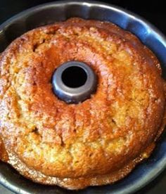 a bundt cake sitting on top of a metal pan