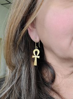 Beautiful everyday earrings meant to bring luck. The Ancient Egyptian "Ankh" symbol means "Key of Life". Ankh pendant and hook is brass, pierced. Ankh Meaning, Ankh Jewelry, Ankh Symbol, Ankh Pendant, Key Of Life, Egyptian Ankh, Silver Jewelry Accessories, Hamsa Jewelry, Lapis Jewelry