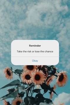 the text reads reminder take the risk or lose the chance to stay away from sunflowers