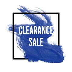 clearance sale sign with blue paint and black square frame on white background stock photo - budget conscious