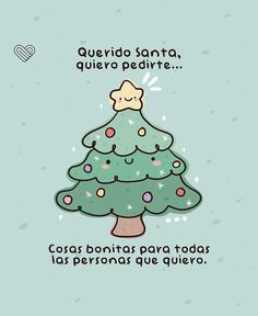 a cartoon christmas tree with spanish words on it