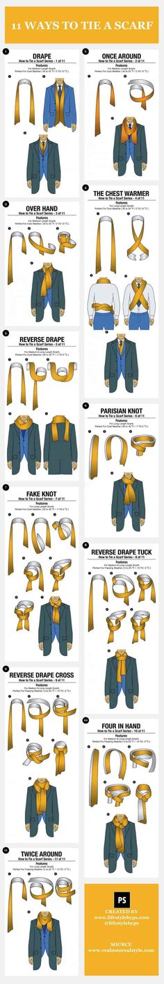 Ways To Tie A Scarf, Scarf Knots, How To Wear A Scarf, Scarf Tying, How To Wear Scarves, Scarf Men, Mens Scarves, Gentleman Style