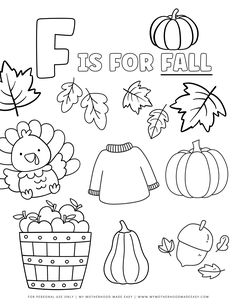 the letter f is for fall coloring page