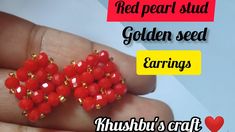 Handmade Gold Beaded Earrings For Valentine's Day, Red Heart Beads Earrings For Gift, Beads Earrings Diy, Red Heart Beads Earrings For Valentine's Day, Cheap Red Heart Bead Earrings, Seed Beads Earrings, Earrings Beads, Red Pearl, Earrings Diy