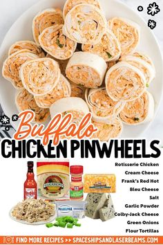 Buffalo Chicken Pinwheels Buffalo Chicken Pinwheels, Buffalo Chicken Rolls, Chicken Pinwheels, Chicken And Cheese, Flour Tortilla, Bite Size Appetizers, Pinwheel Recipes, Cold Lunches, Food Ideas Summer