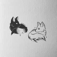 an animal and a dog are drawn on paper