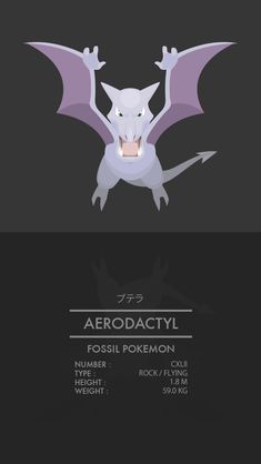 an image of a white dragon with its wings spread out and the words aerodactyl above it