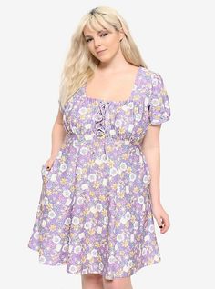 Her Universe Disney Tangled Floral Icons Dress Plus Size, MULTI Plus Size Disney Outfits, Princess Plus Size, Floral Icons, Plus Size Disney, Black Suspenders, Star Vinyl, Tv Fashion, Her Universe, Iconic Dresses