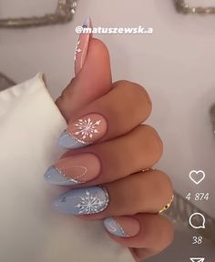 Blue Christmas Nails, Spring Designs, Winter Nail Designs