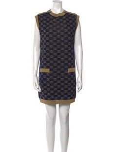 Gucci Wool Shift DressBy Alessandro MicheleBlue & MetallicInterlocking G LogoSleeveless with Crew NeckButton Closure at SideDesigner Fit: Dresses by Gucci typically fit true to size. Print Patterns, Dress Outfits, Gucci, Mini Dress, Wool, Clothes For Women, Dresses, Clothes