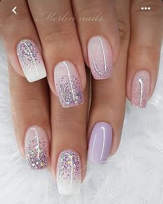 Nagel Design, Square Nail Designs, Glitter Gel Nails, Short Nails Art, Pretty Nail Art Designs, White Nail, Pretty Nail Art, Nail Designs Glitter, Elegant Nails