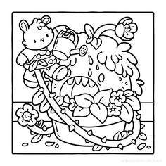 a coloring page with an image of a cartoon character