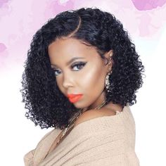 Daily Wigs Black Women Short Curly Wigs Black Women Black Curly Wigs Women Bob Riccio, Black Women Hair Color, Bob Black, How To Wear A Wig, Short Curly Wigs, Curly Hair Wig, Short Hair Wigs