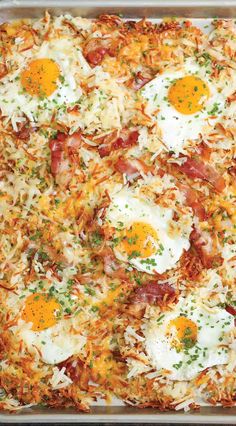 an egg and hash browns casserole in a pan