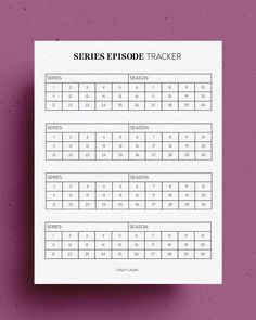 a sheet of paper with the words series episode tracker on it