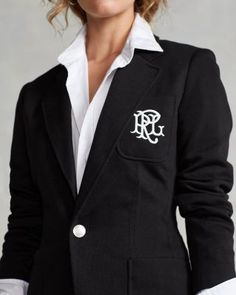 Polo Ralph Lauren Double-Knit Jacquard Blazer Single Breasted Suit, Female Coat, Jacquard Blazer, Ralph Lauren Jacket, Women Ralph Lauren, Jacket Fashion, Womens Blazers