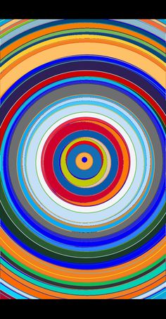 an abstract painting with multicolored circles in the center