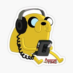 adventure time finn with headphones holding a tablet