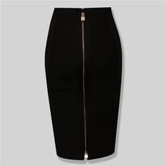 Make a statement when you enter the room in this exquisite Formfitting Pencil Skirt. Crafted from a combination of premium polyester and spandex, this beautiful skirt is tailored to a flattering form-fitting silhouette that gracefully hugs your curves. The unique zipper decoration adds a touch of luxury, while the natural waistline ensures all-day comfort. An unparalleled piece of fashion, this skirt is perfect for any special occasion. Product Details Material: Polyester Material: Spandex Fabri Summer Pencil Skirts, Luxe Boutique, Bodycon Pencil Skirt, Bandage Skirt, Zipper Skirt, Black Pencil Skirt, Black Pencil, Moda Vintage, Beautiful Skirts