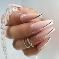 Coffin Nails Long, White Nail, Acrylic Nails Coffin Short, Strong Nails, Coffin Nails Designs, Classy Nails, Fancy Nails, Dope Nails