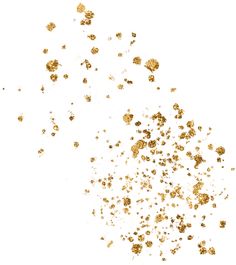 gold flecks are flying in the air on a white background with space for text