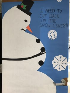 a bulletin board with a snowman on it