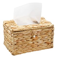 a wicker basket with tissue paper in it