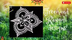 an advertisement for rangdi designs on grass with flowers and leaves in the background, which reads freehand rangoli designs