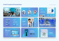 the powerpoint presentation is designed to look like it has been created in blue tones