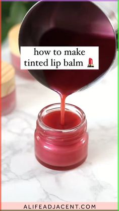 DIY lip balm! Learn how to make your own lipstick balm with this easy video for tinted lip balm DIY. This is one of the BEST tiktok beauty hacks and easiest lip balm recipes. You just need coconut oil, shea butter, beeswax or vegan wax for lip balm without beeswax, and lipstick to dupe your favorite color. If you're going natural, this homemade lip balm recipe is perfect for your natural makeup routine and skin care routine. Make this 5 min lip balm with all natural ingredients and no vaseline. Lip Gloss Diy Recipes, Skincare Esthetician