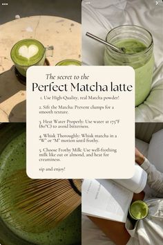 the secret to the perfect matchal latte is that they use real matcha powder