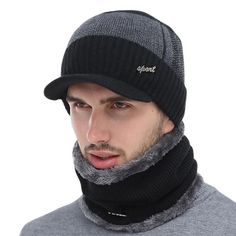 AETRUE Men's Sports Fashion Winter Knitted Wool Hat & The Infinity Scarf Set Scarf Balaclava, Wool Hat Knit, Winter Hats For Men, Winter Knit Hats, Hat And Scarf Sets, Winter Cap, Winter Hats Beanie, Quality Hats, Women's Beanie