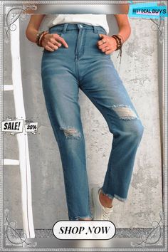 Denim Ripped Casual Jeans Jeans Casual Denim, Casual Jeans, Blue Denim, Best Deals