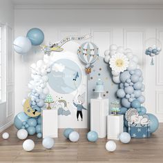 1st Birthday Boy Decorations Ideas, 1 Birthday Boy Themes, Winter Birthday Party Boy, Baby Birthday Balloon, Baby Boy Birthday Decoration, 1st Birthday Decorations Boy, First Birthday Decorations Boy, Baby Shower Backdrops, 1st Birthday Boy Themes