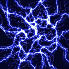 blue electric lightning strikes across the dark night sky, creating an abstract pattern on black background