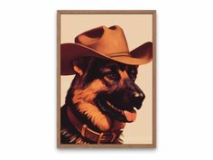 a german shepherd dog wearing a cowboy hat