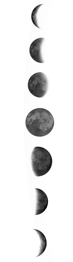 three phases of the moon in black and white