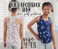 Sew A Tank Top, Tank Top Sewing, Tank Top Sewing Pattern, Crop Tops For Kids, Free Printable Sewing Patterns, Girls Clothes Patterns, Tank Top Pattern, Summer Sewing, Upcycle Shirt