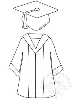 a black and white drawing of a graduate's cap, gown and tassel