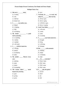 an english language worksheet with the words present in each part of the text