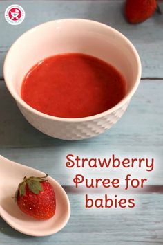 a bowl of strawberry puree for babies