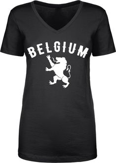 Show your Belgium pride We prefer to print this design on Next Level's LADIES Ideal T line which is 60% combed ringspun cotton/40% polyester (yes, that is the good soft stuff, not the cheap scratchy kind), but if those are not available from our supplier for the size and color you'd like we will use a comparable brand as a replacement to get you your item as soon as possible with the same quality and feel you've come to expect from Next Level. The design is printed and shipped in the USA. If you Novelty Clothing, Sports Fan, Soccer Jersey, Sizing Chart, Womens Clothing Tops, Belgium, The Good, Not Available, Cold Water