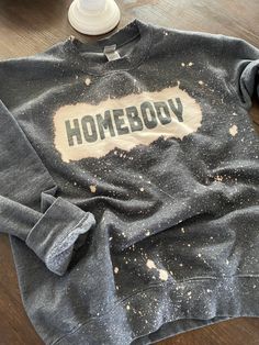 These sweatshirts are super soft and comfy! This is a one of a kind distressed, bleached shirt with added sublimation decal! It is meant to look worn and vintage! Due to the nature of how these tees are made, each one will be slightly different! Shirts are a cotton/polyester blend and they are in unisex sizes. I love custom orders, feel free to message me! Bleached Clothing, Bleached Clothes, Distressed Clothing, Sweatshirt Inspiration, Bleached Sweatshirt, Bleaching Clothes, Sweatshirt Makeover, Diy Tie Dye Shirts, Art Merch